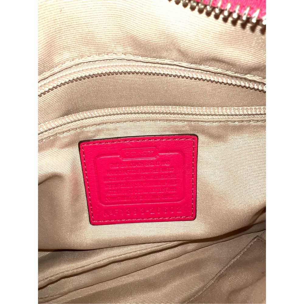 Coach Hobo Handbag Canvas Khaki/Fuchsia Pink Leather In New Condition - Picture 8 of 9